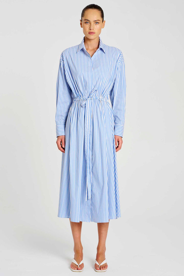 Draw Waist Dress in Miami Stripe