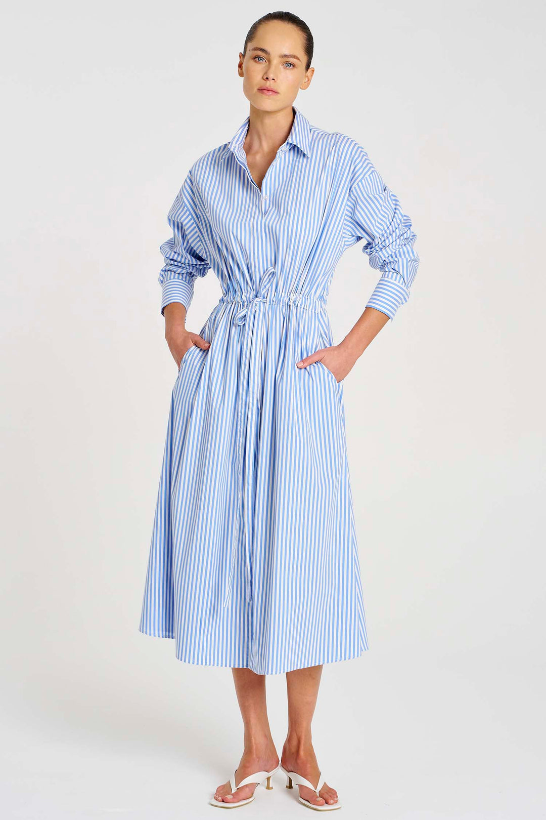 Draw Waist Dress in Miami Stripe