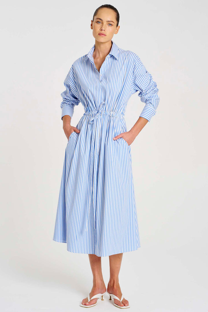 Draw Waist Dress in Miami Stripe