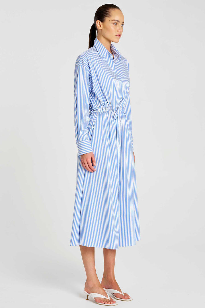 Draw Waist Dress in Miami Stripe