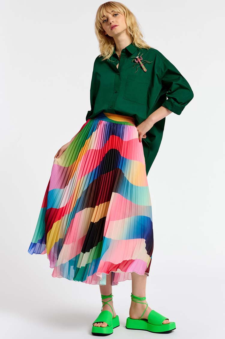 Drobali Multicolour Pleat Skirt