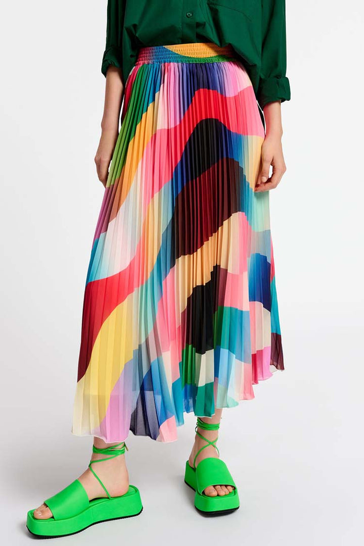 Drobali Multicolour Pleat Skirt