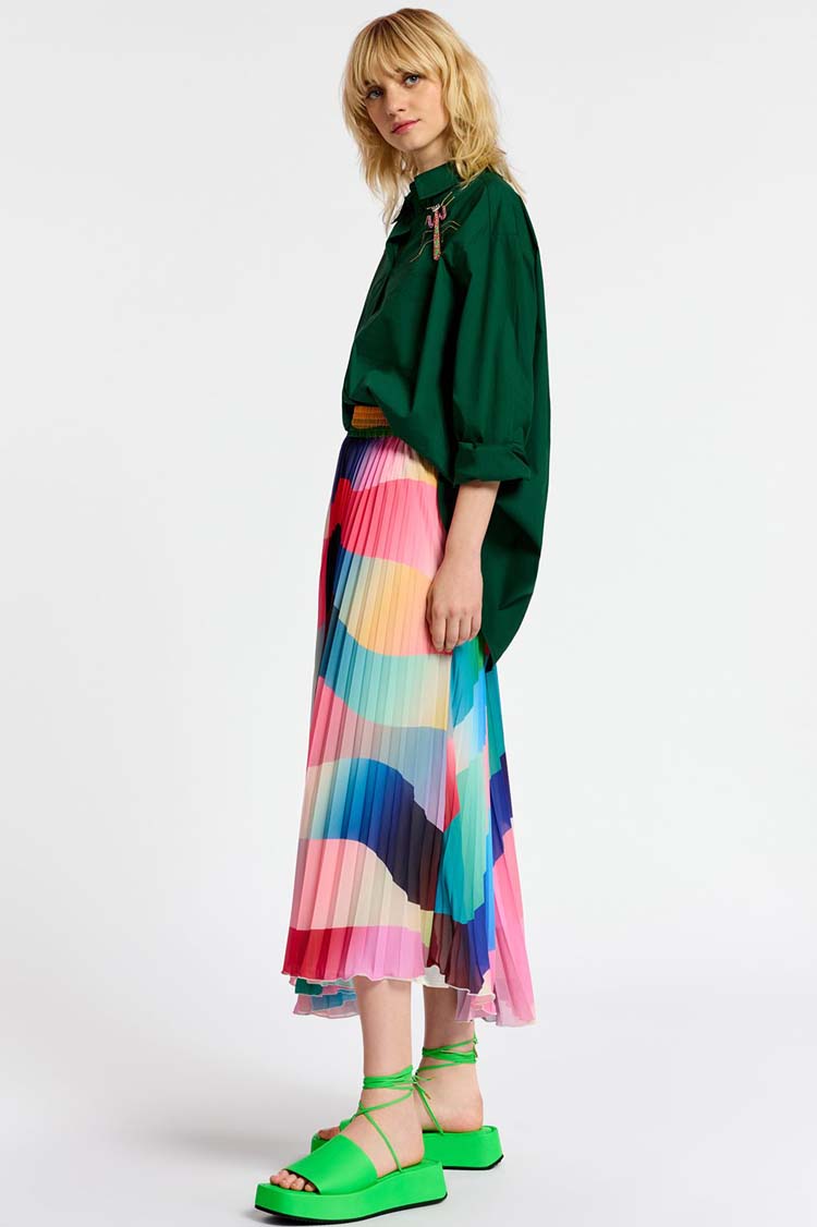 Drobali Multicolour Pleat Skirt