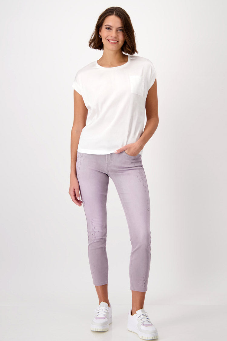 Dye Washed Jeans w Studs in Lavender | FINAL SALE