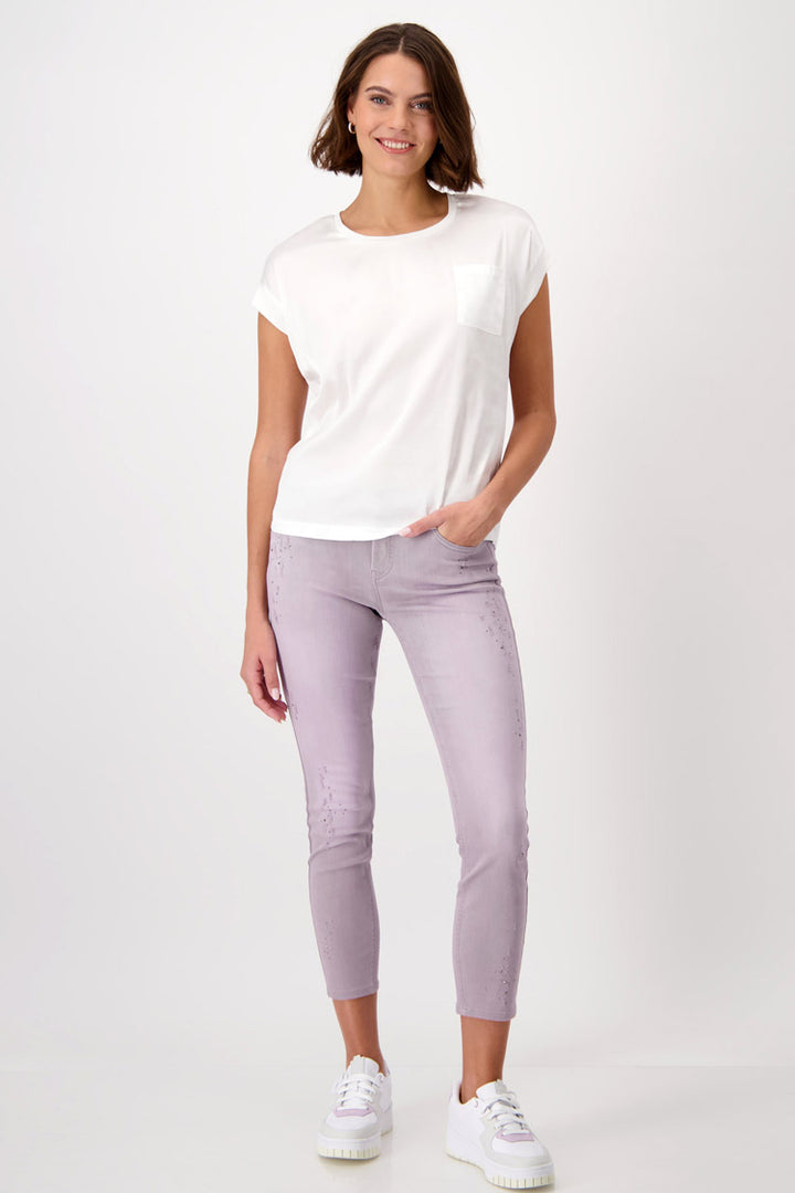 Dye Washed Jeans w Studs in Lavender | FINAL SALE