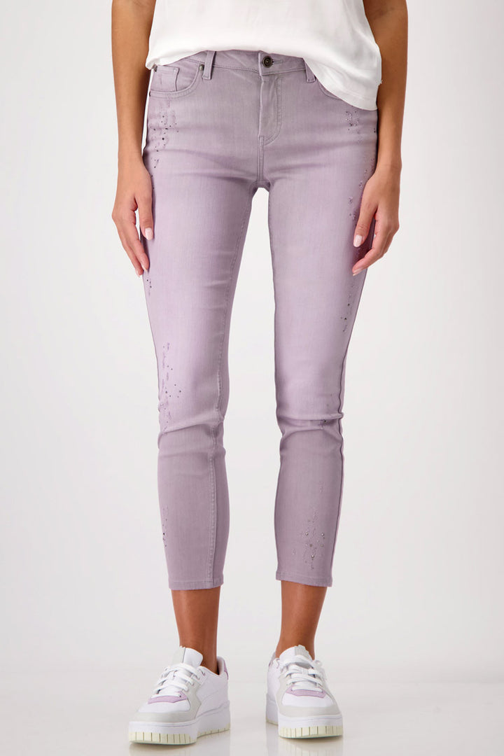 Dye Washed Jeans w Studs in Lavender | FINAL SALE