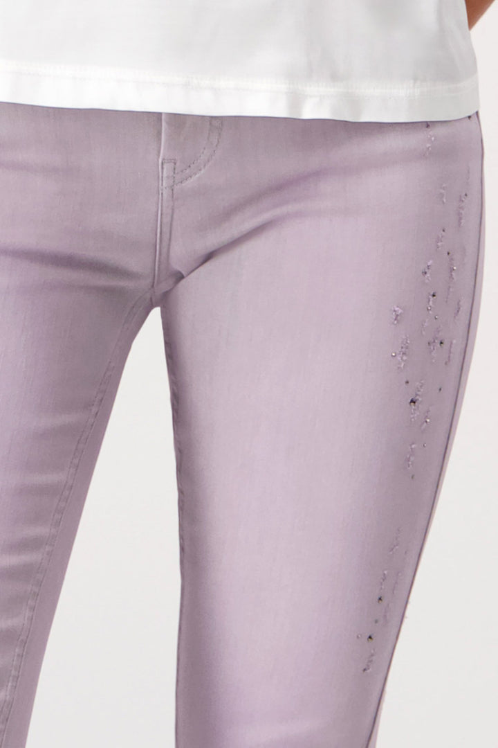 Dye Washed Jeans w Studs in Lavender | FINAL SALE