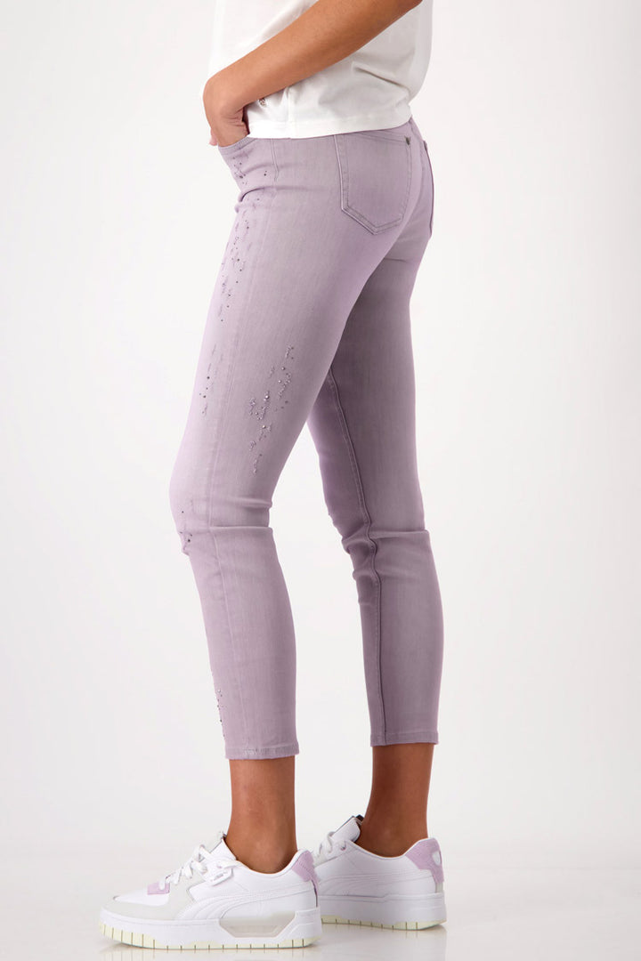 Dye Washed Jeans w Studs in Lavender | FINAL SALE