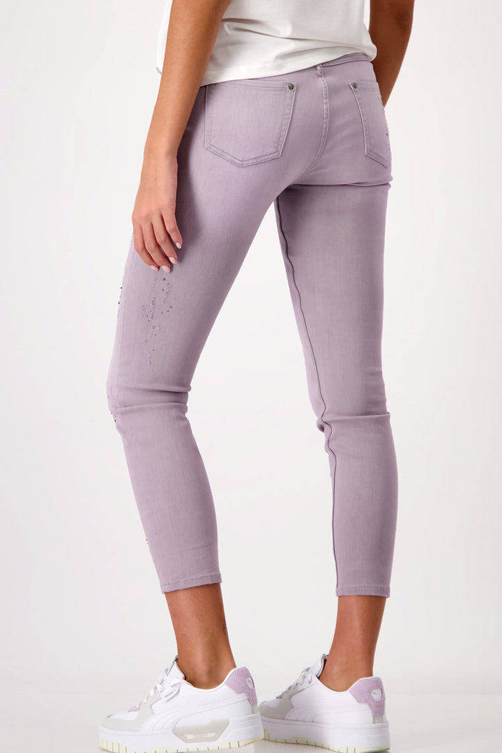 Dye Washed Jeans w Studs in Lavender | FINAL SALE