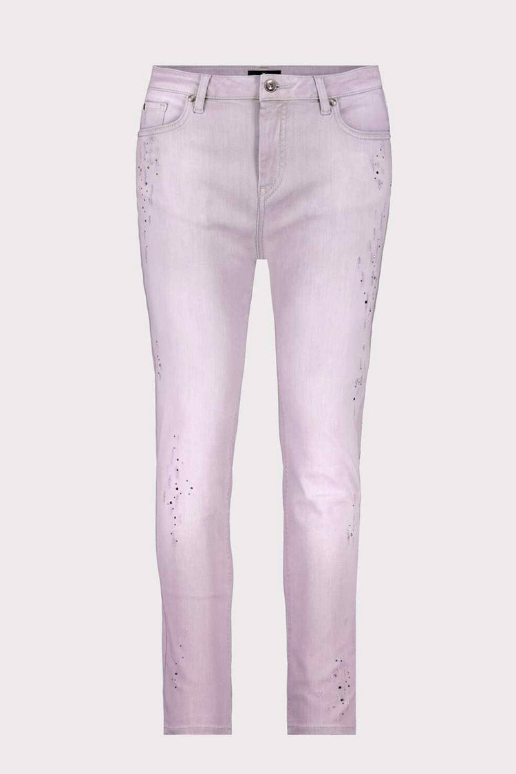 Dye Washed Jeans w Studs in Lavender | FINAL SALE