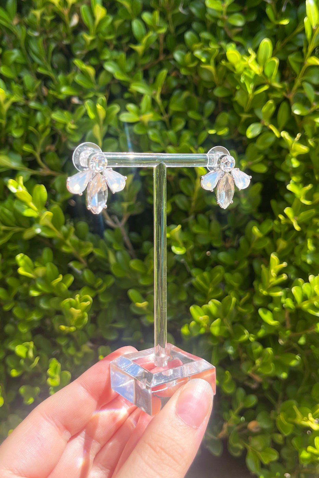 Angela Crystal Earrings in Clear Misty White