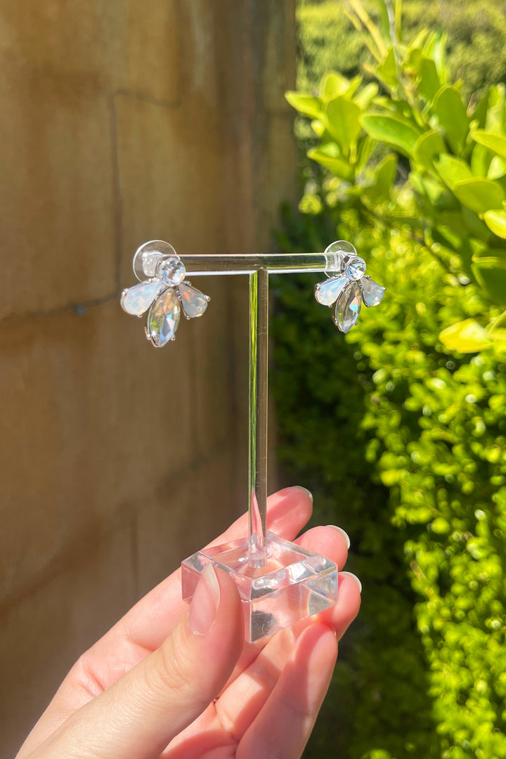 Angela Crystal Earrings in Clear Misty White