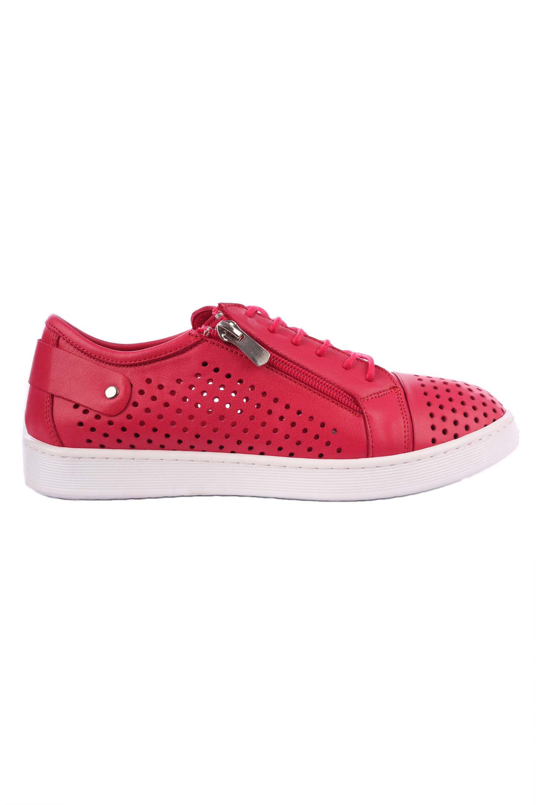 EG17 Zipped Punched Leather Sneakers in Berry