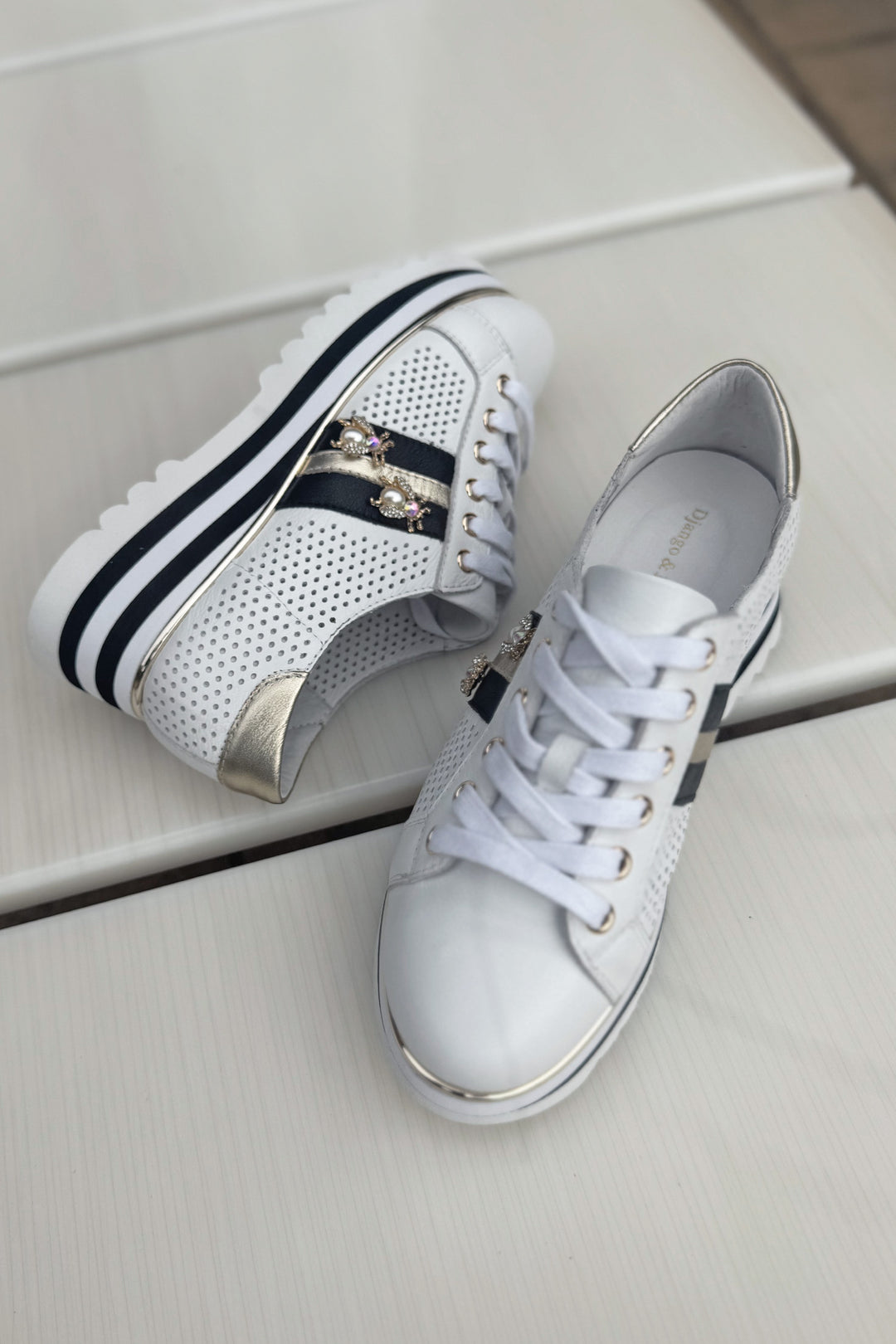 Eaglesy Jewel Sneakers in White Black