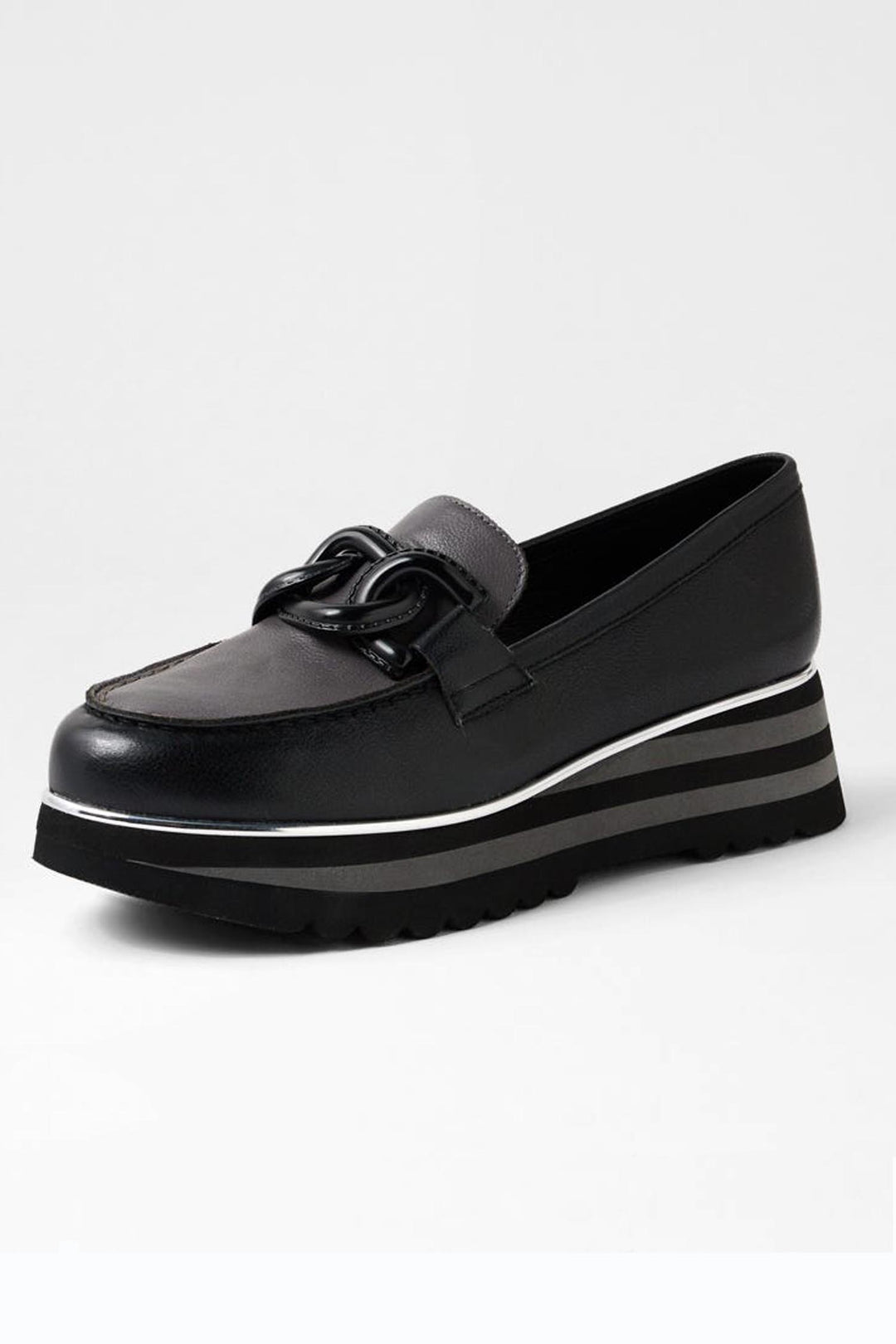 Eaila Leather Loafers in Black Charcoal