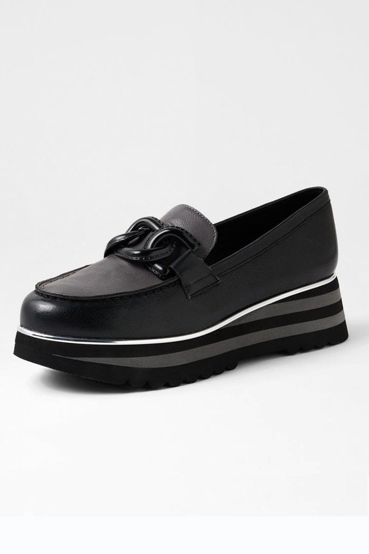 Eaila Leather Loafers in Black Charcoal
