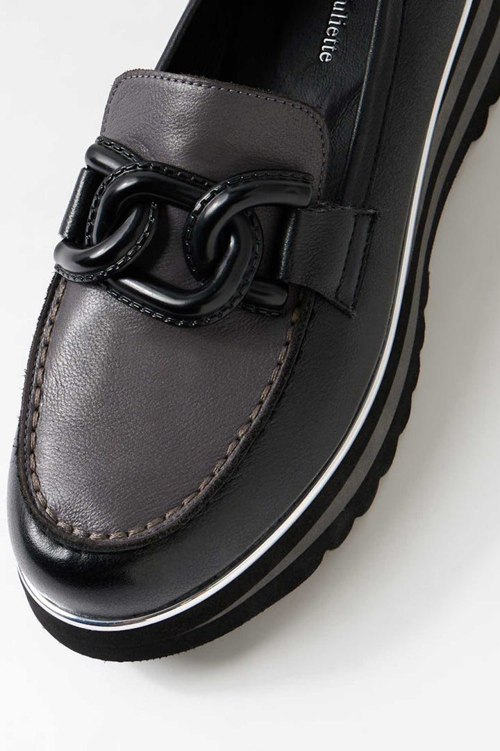 Eaila Leather Loafers in Black Charcoal