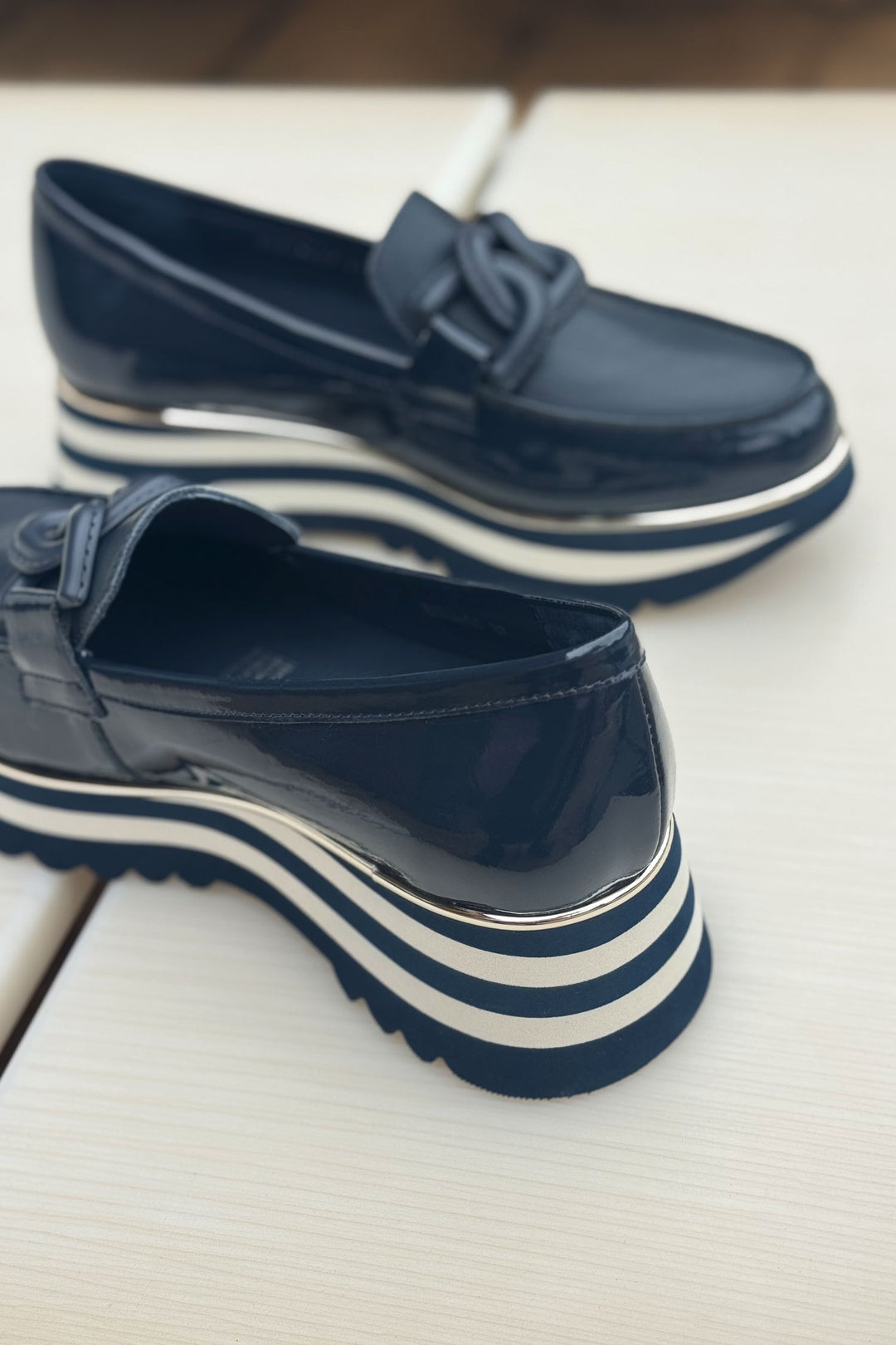 Eaila Patent Leather Loafer in Navy