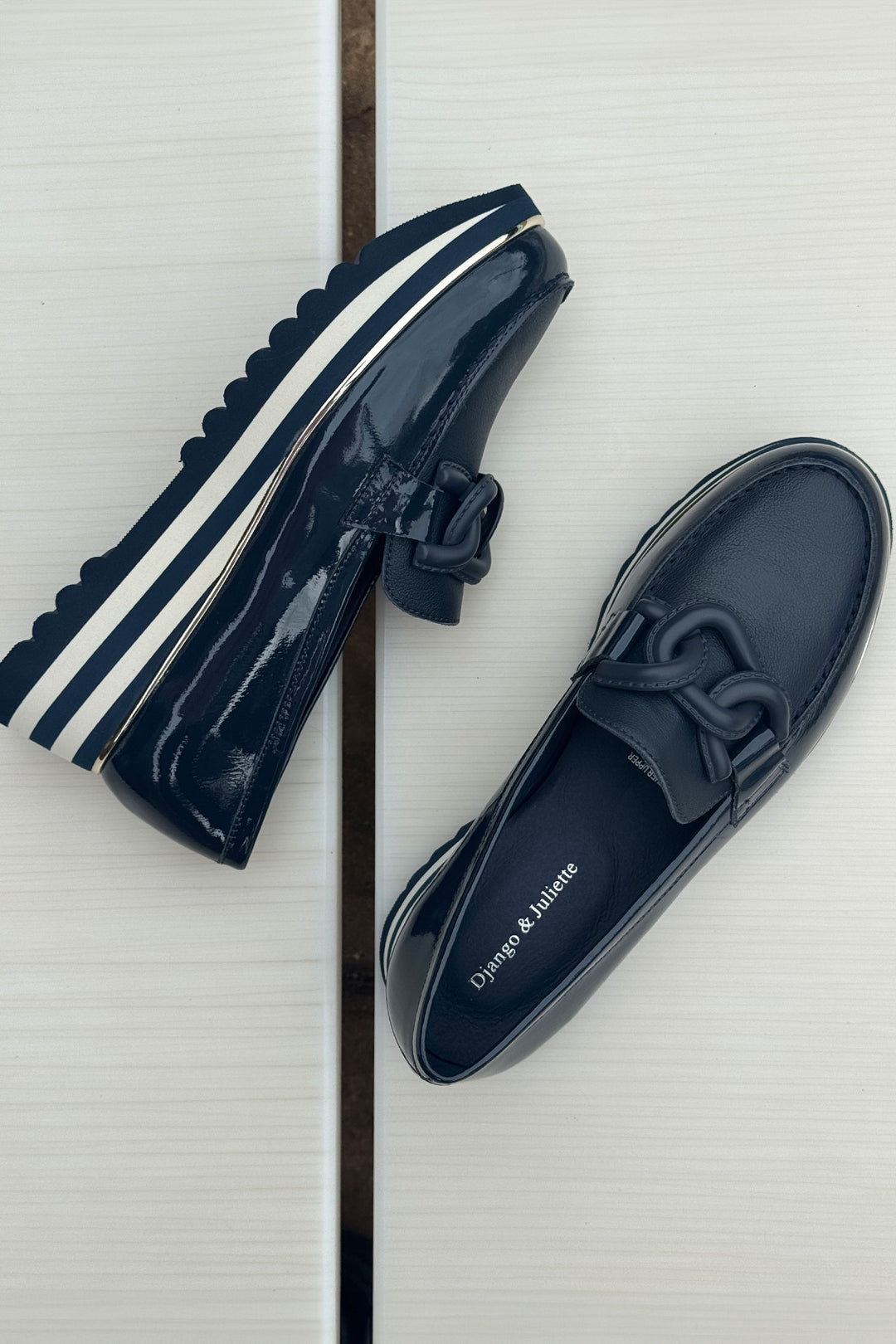 Eaila Patent Leather Loafer in Navy