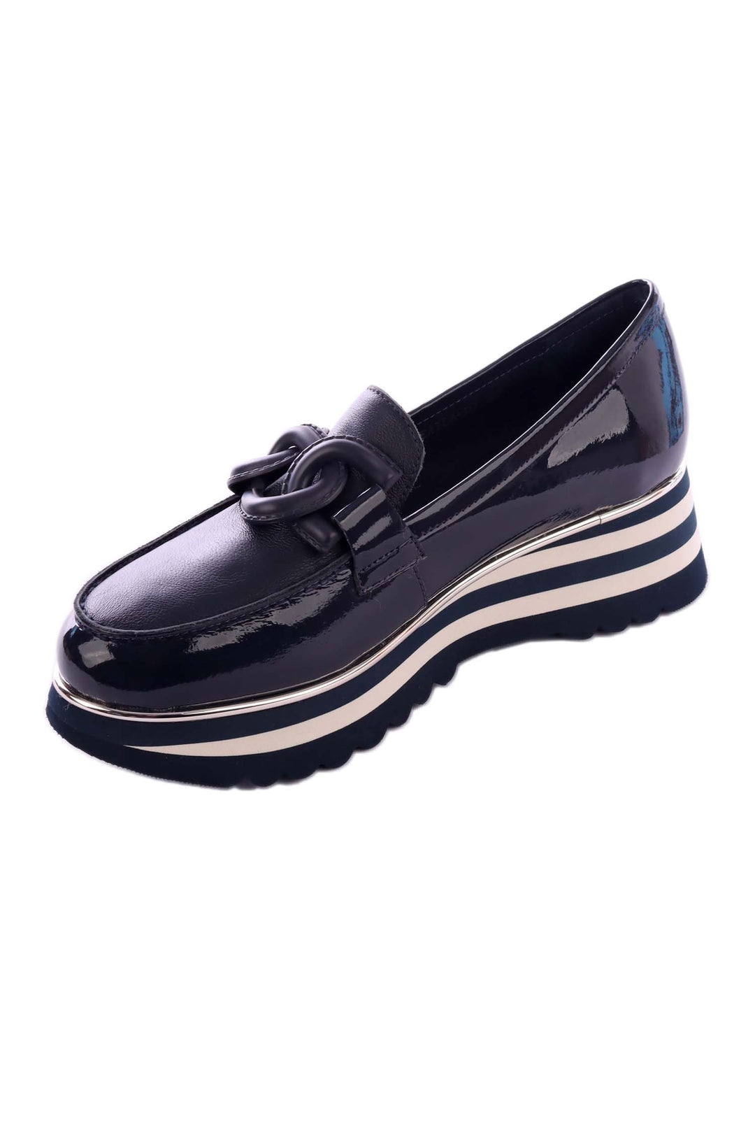 Eaila Patent Leather Loafer in Navy