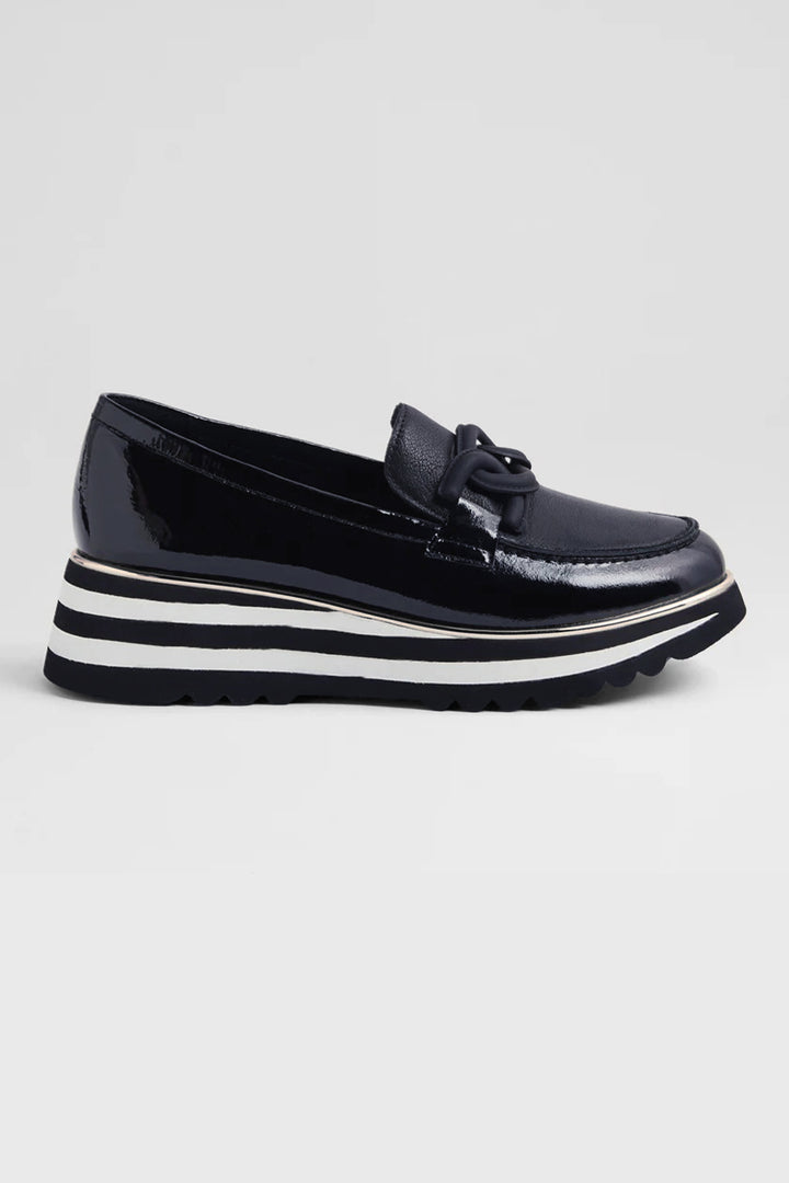 Eaila Patent Leather Loafer in Navy
