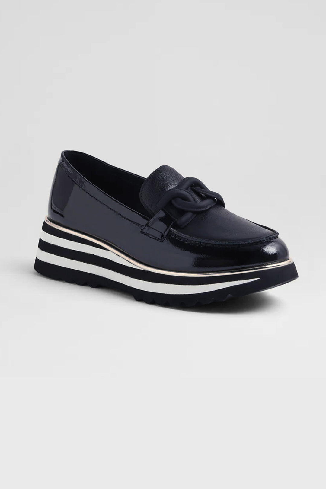 Eaila Patent Leather Loafer in Navy