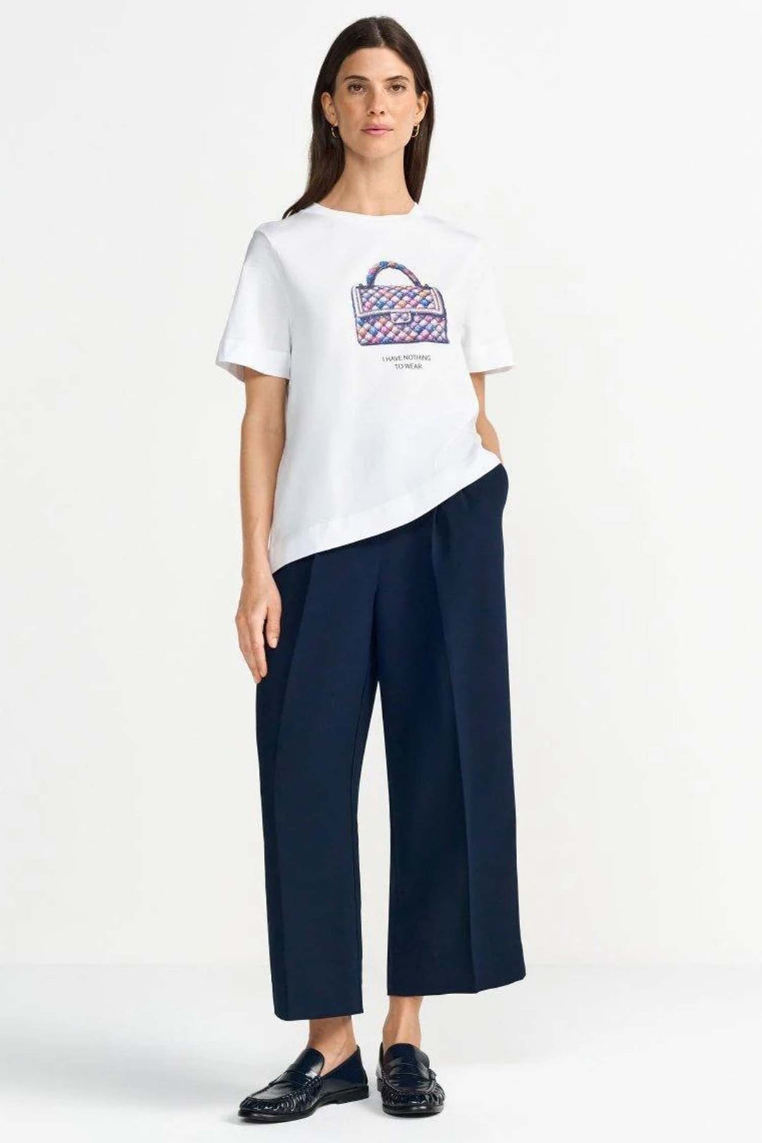 Easy Fit T-Shirt Asymmetric Hem Bag in White