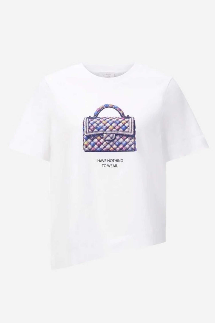 Easy Fit T-Shirt Asymmetric Hem Bag in White