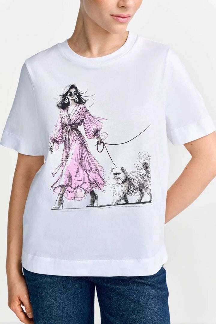 Easy Fit T-Shirt Woman and Cat in White