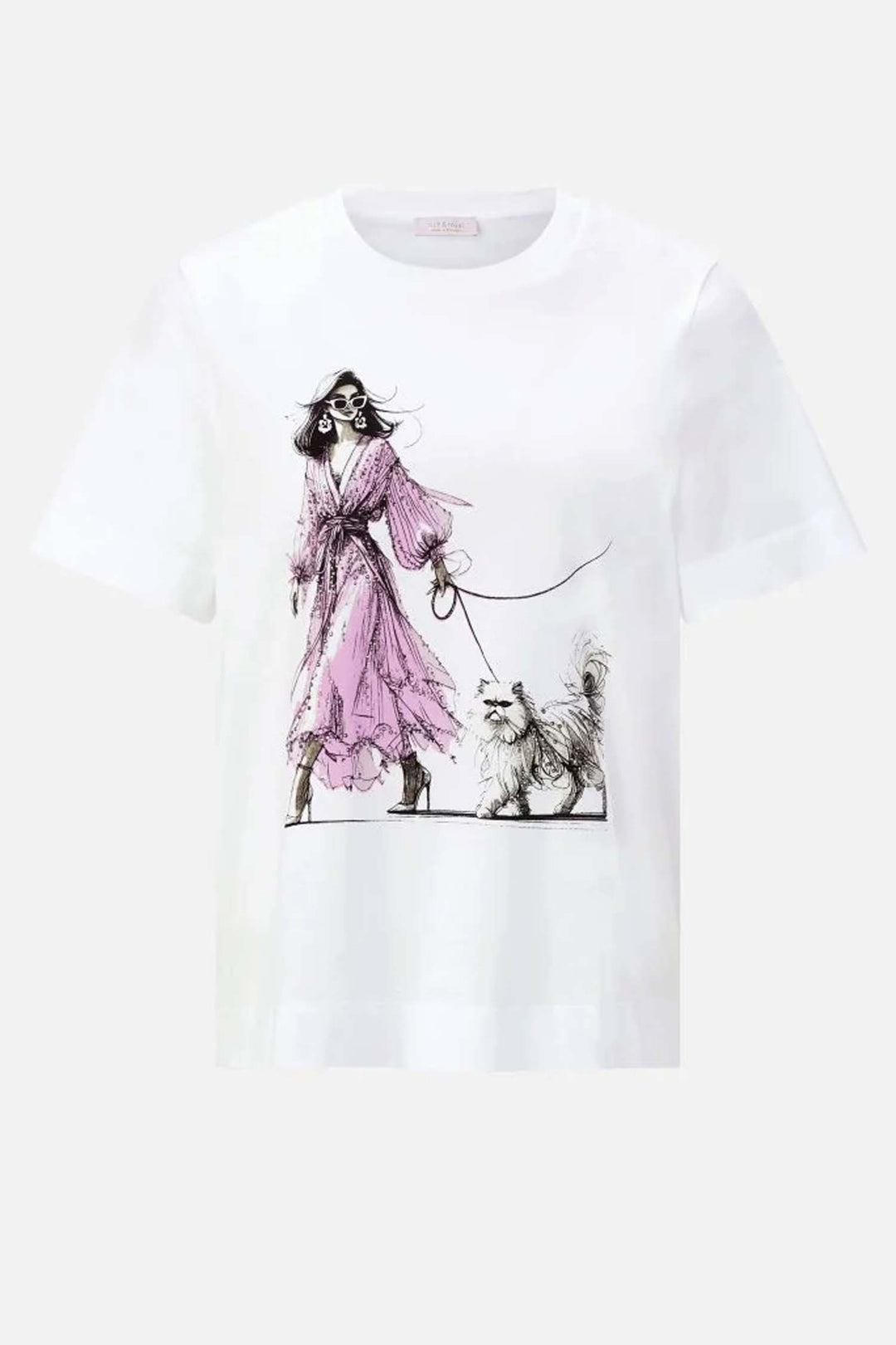 Easy Fit T-Shirt Woman and Cat in White