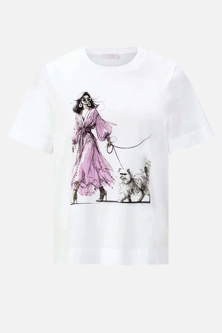 Easy Fit T-Shirt Woman and Cat in White