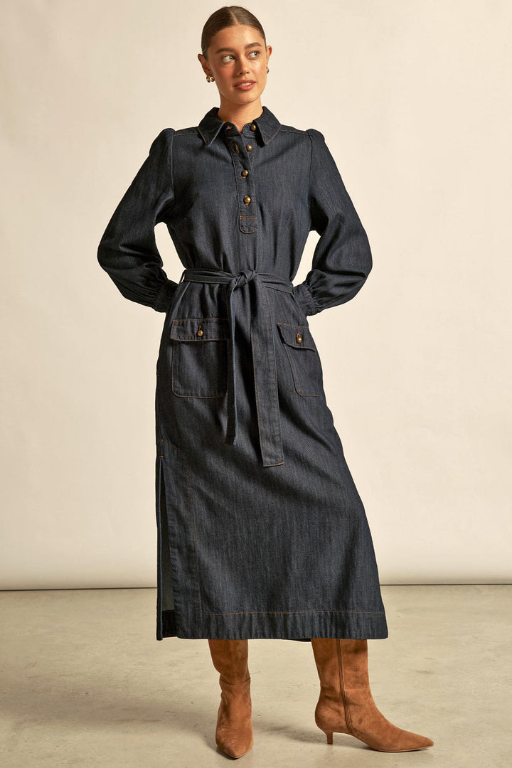 Echelon Dress in Dark Denim