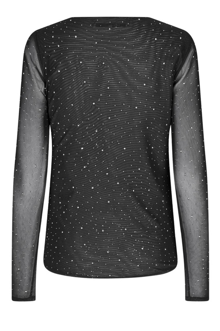 Edgy O-Neck Embellished Mesh Tee