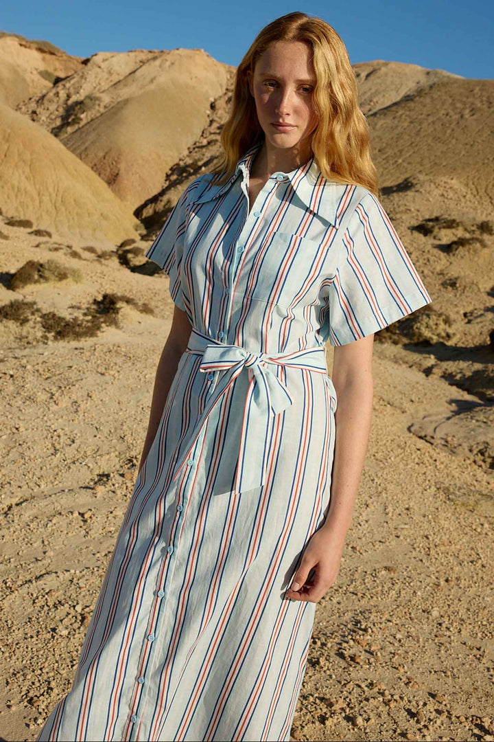 Edie Shirt Dress in Blithe Cherry Stripe