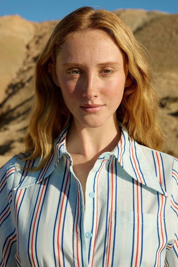 Edie Shirt Dress in Blithe Cherry Stripe