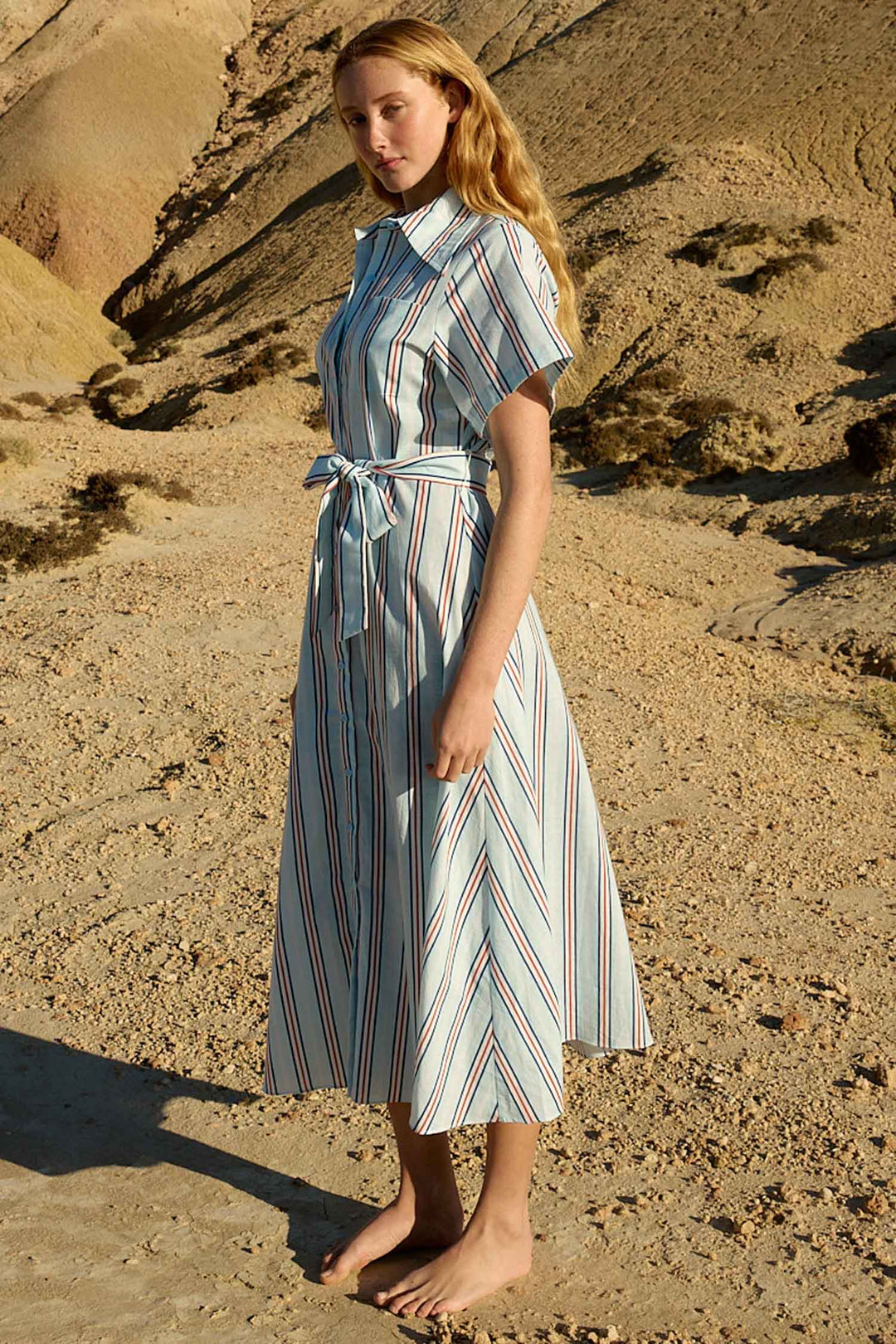 Edie Shirt Dress in Blithe Cherry Stripe