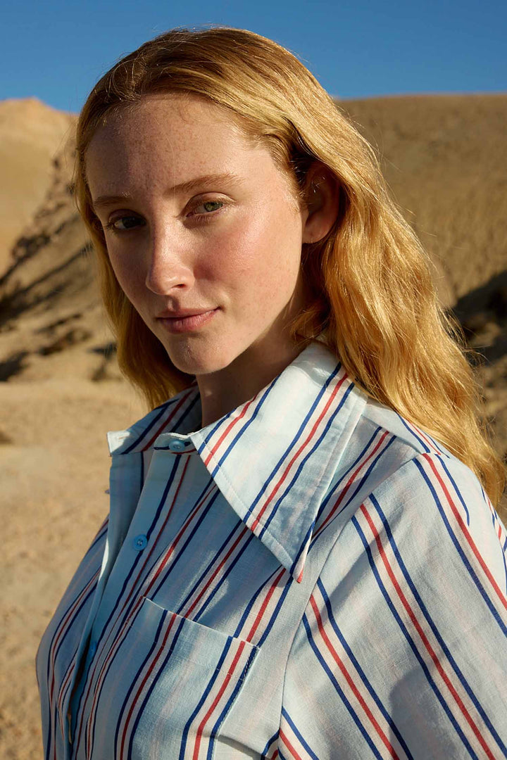 Edie Shirt Dress in Blithe Cherry Stripe