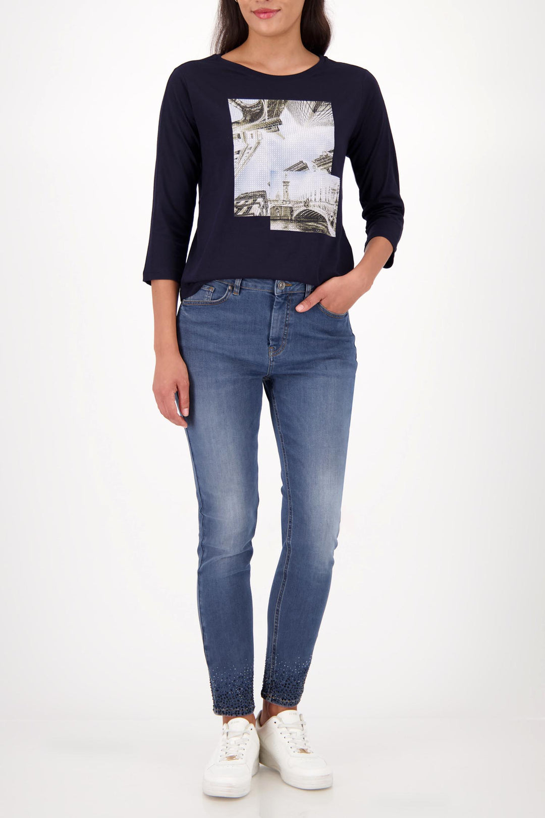 Eiffel Tower Tee in Navy Night Sky