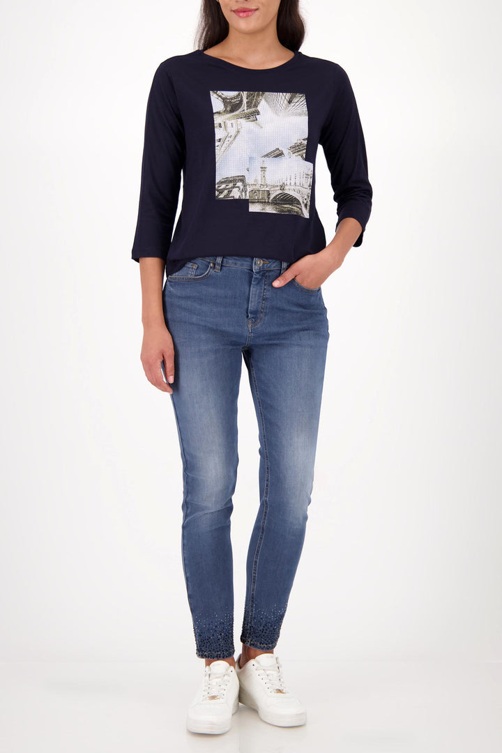 Eiffel Tower Tee in Navy Night Sky