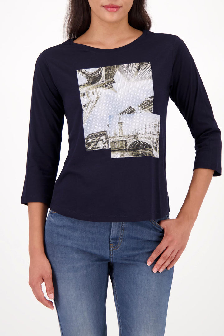 Eiffel Tower Tee in Navy Night Sky