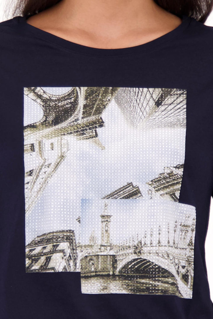 Eiffel Tower Tee in Navy Night Sky