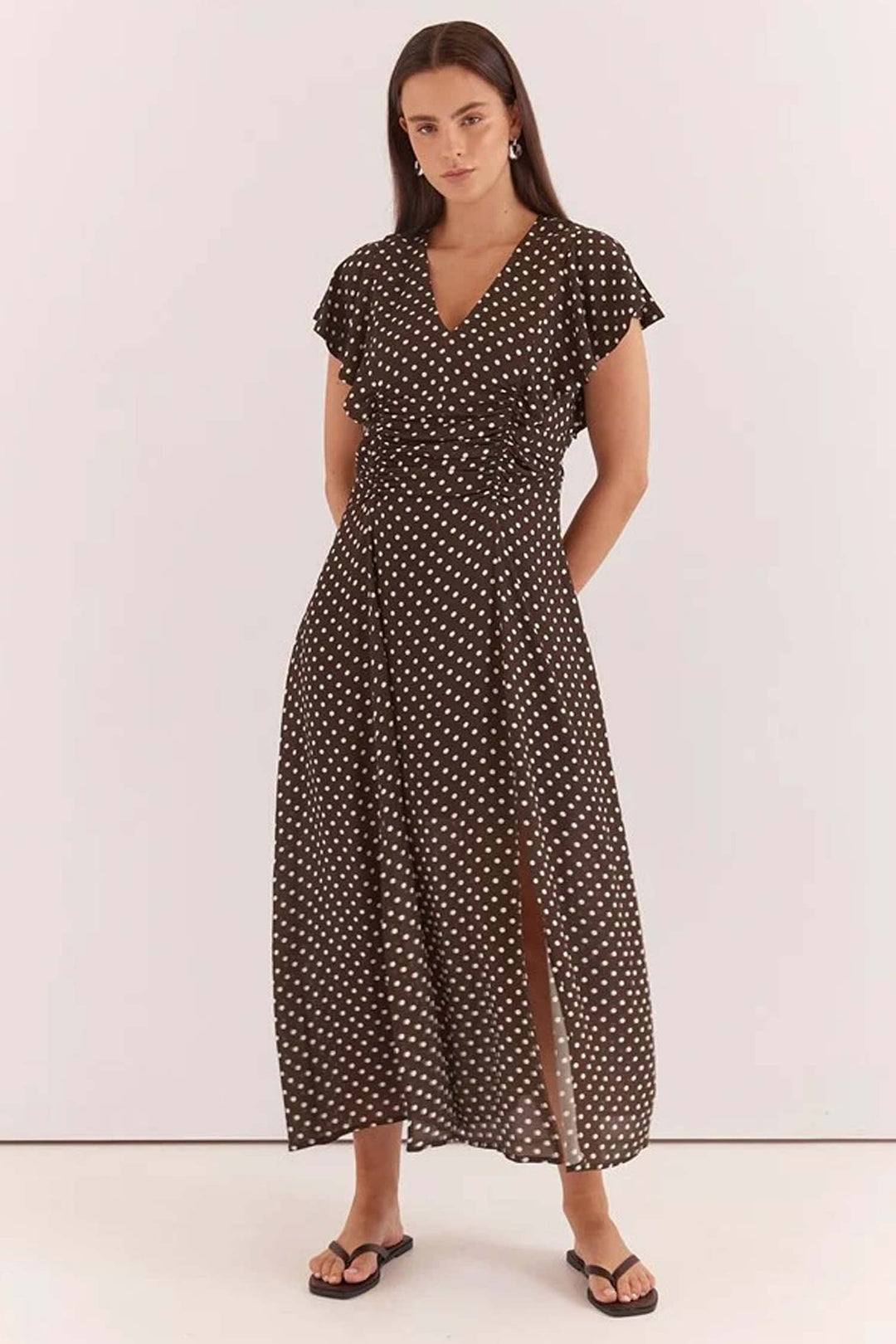 Elba Ruched Waist Dress in Polka Dot