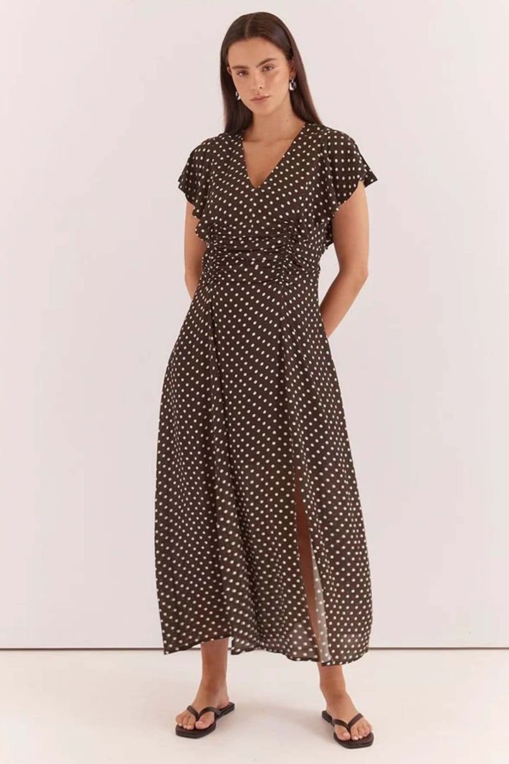 Elba Ruched Waist Dress in Polka Dot
