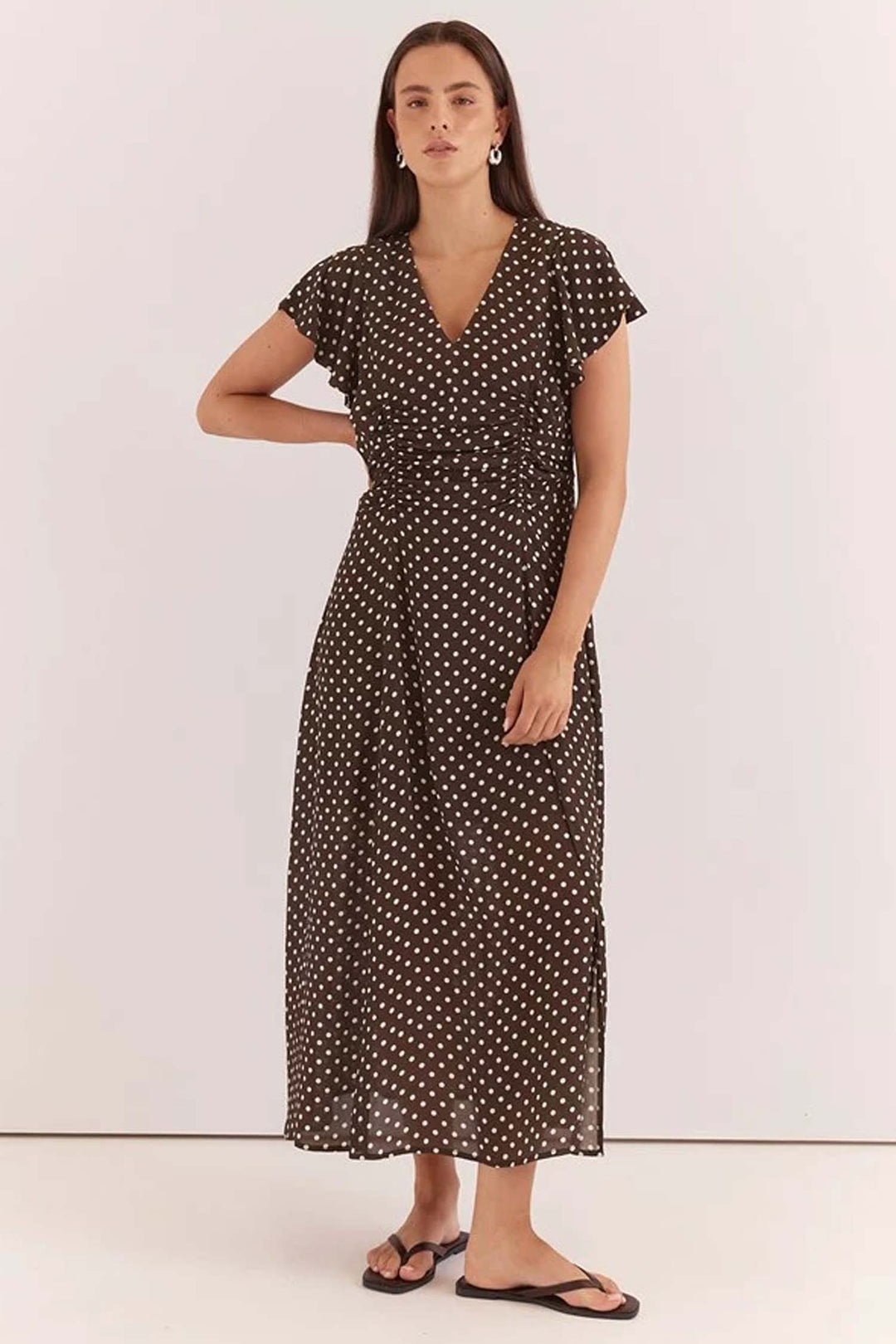 Elba Ruched Waist Dress in Polka Dot