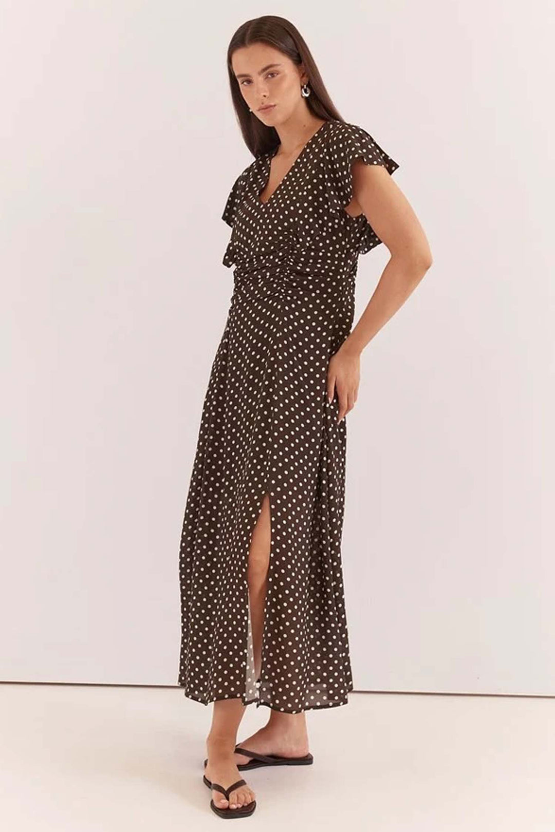 Elba Ruched Waist Dress in Polka Dot