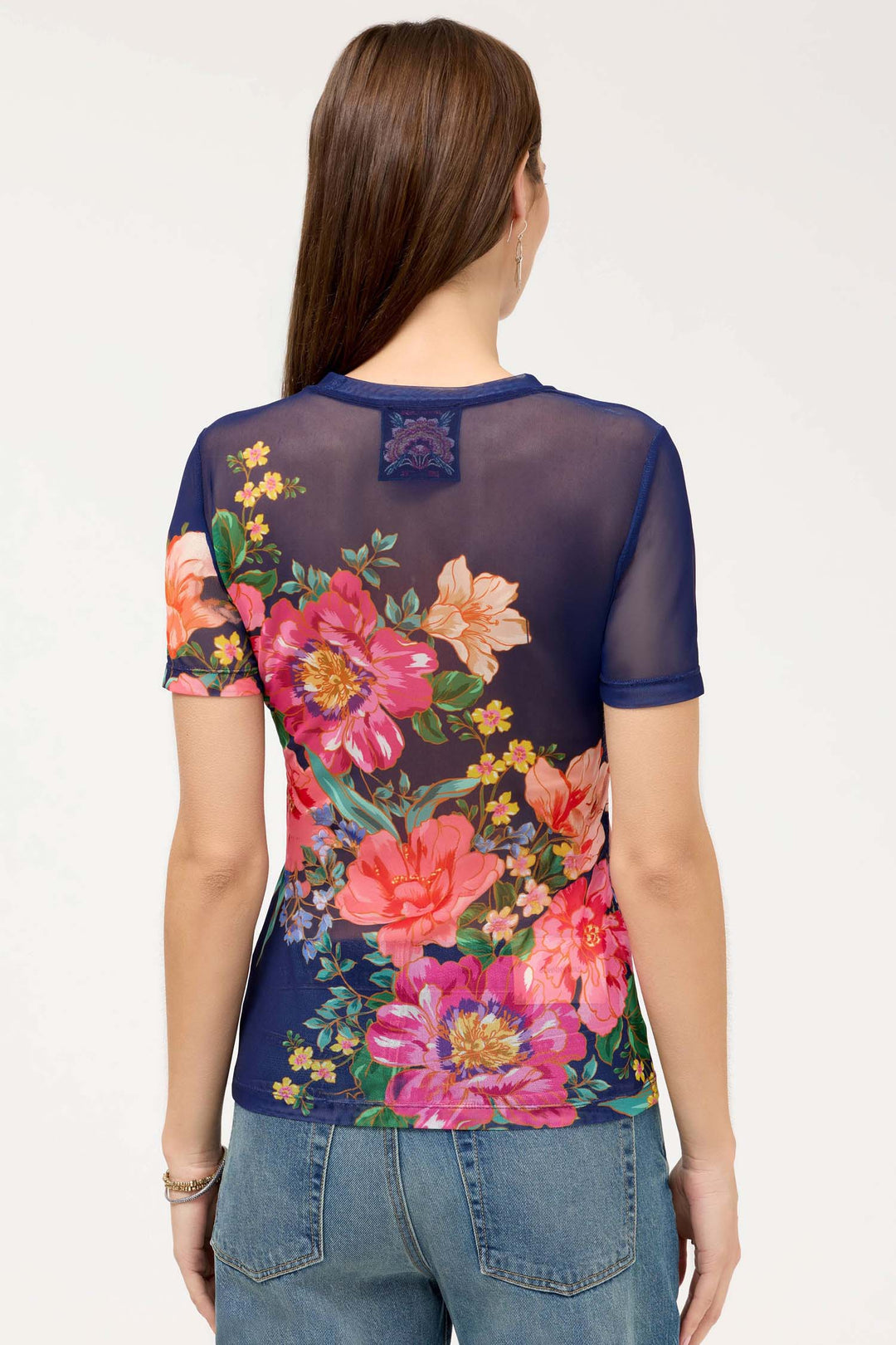 Eleanor Mesh Short Sleeve Tee in Celinora Navy
