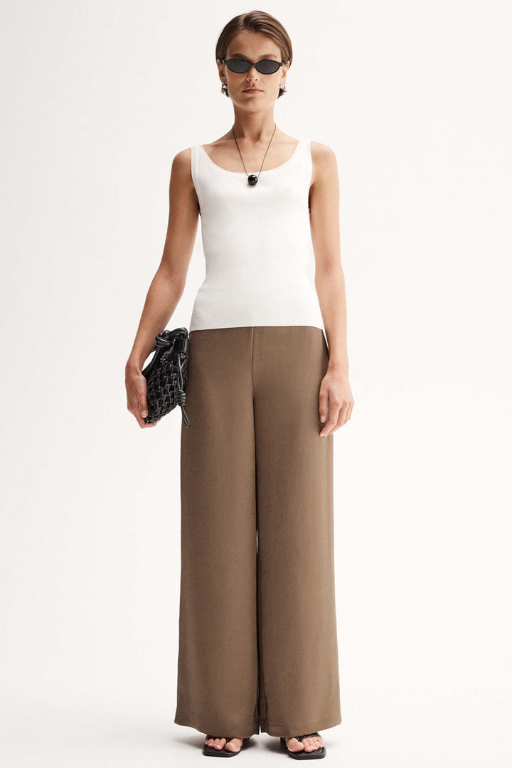 Eleanor Wide Leg Pant in Mocha