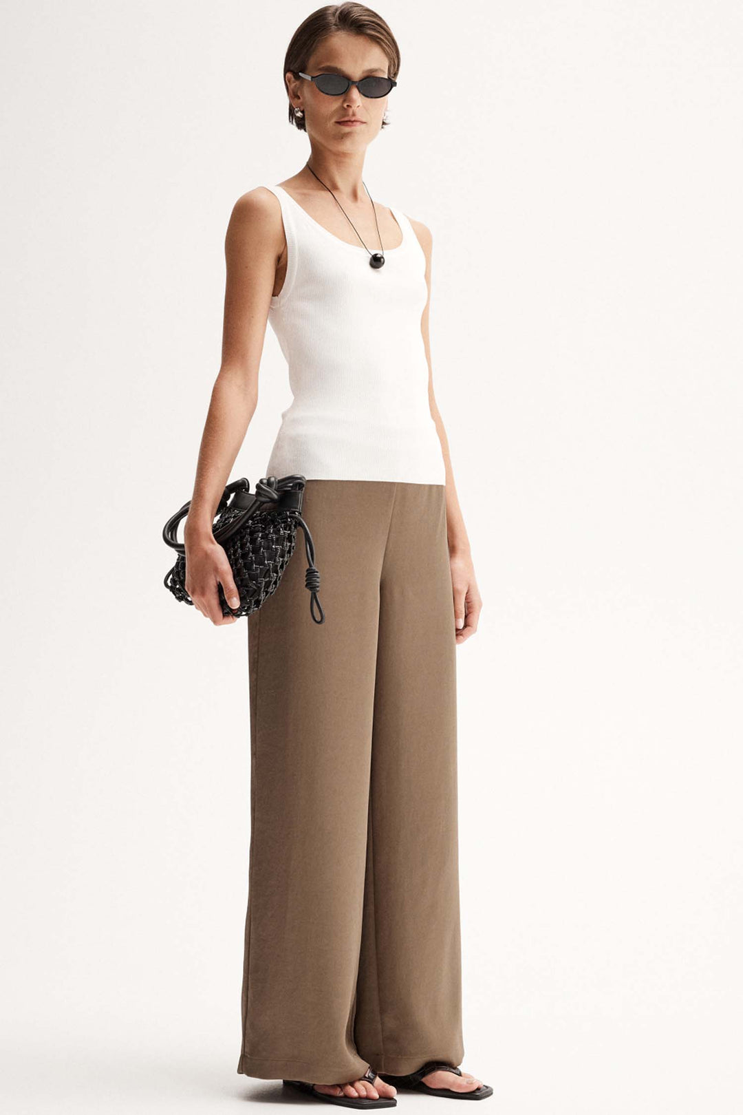 Eleanor Wide Leg Pant in Mocha