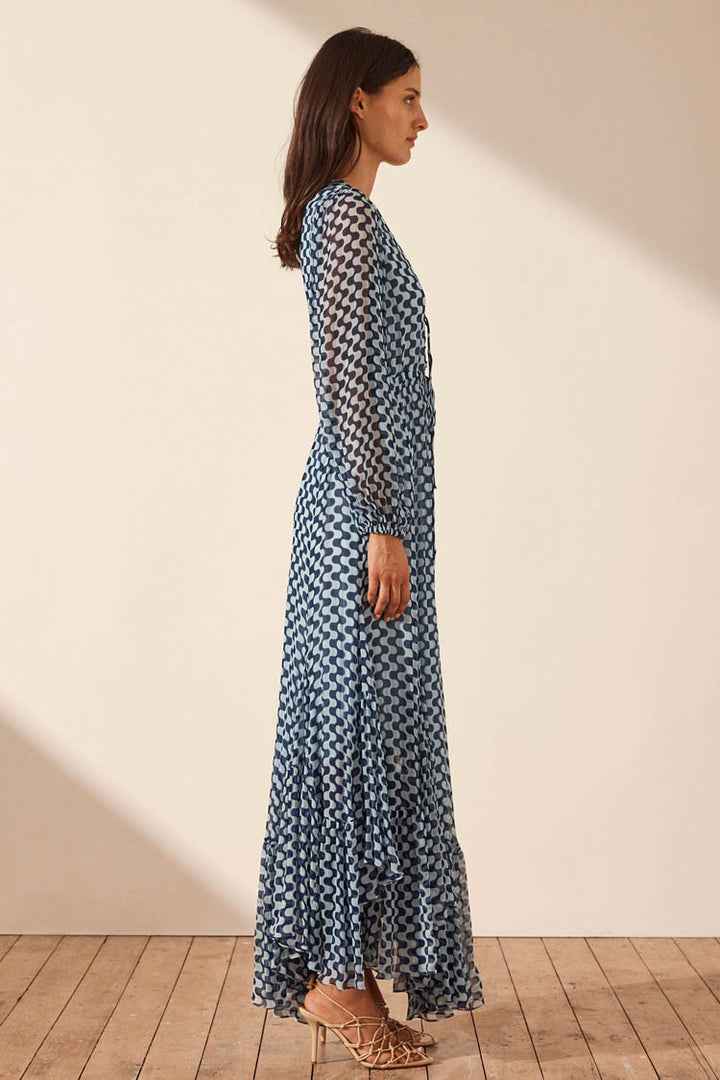 Elina Lace Front Drawstring Maxi Dress