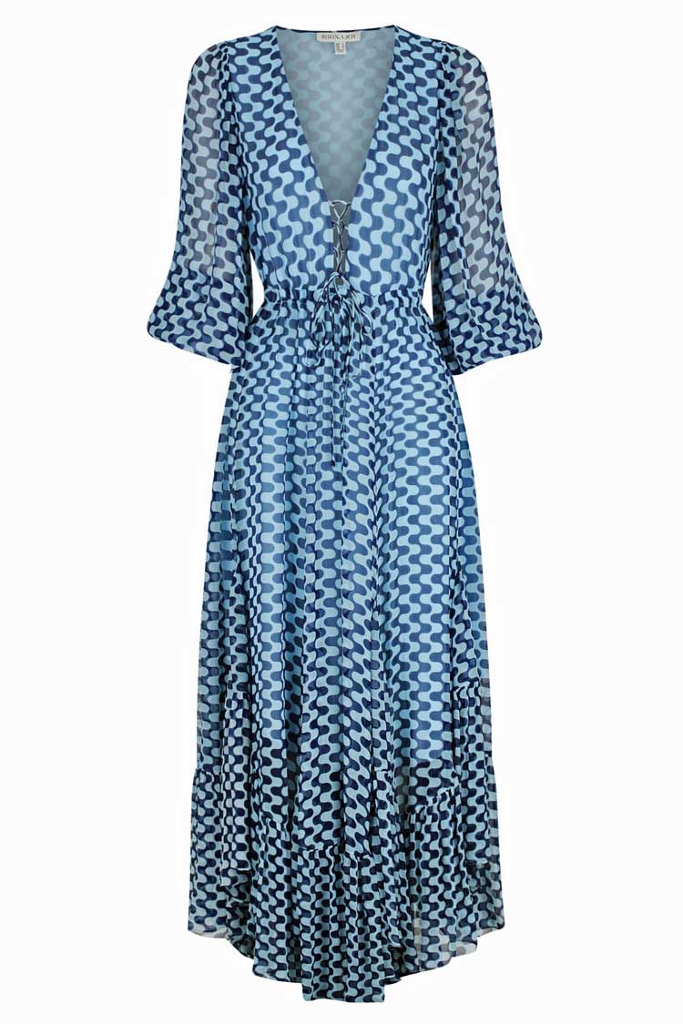 Elina Lace Front Drawstring Maxi Dress